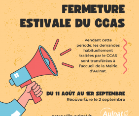 Fermeture estivale du CCAS d’Aulnat 