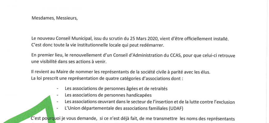 Constitution du Conseil d'Administration du CCAS
