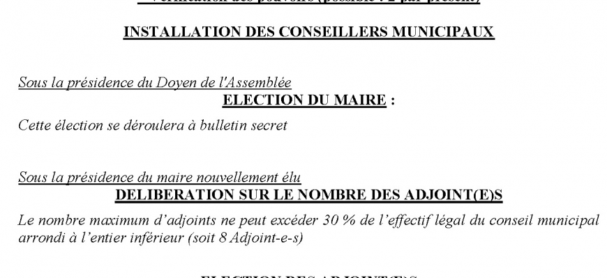 Conseil Municipal d'installation 25 Mai 2020