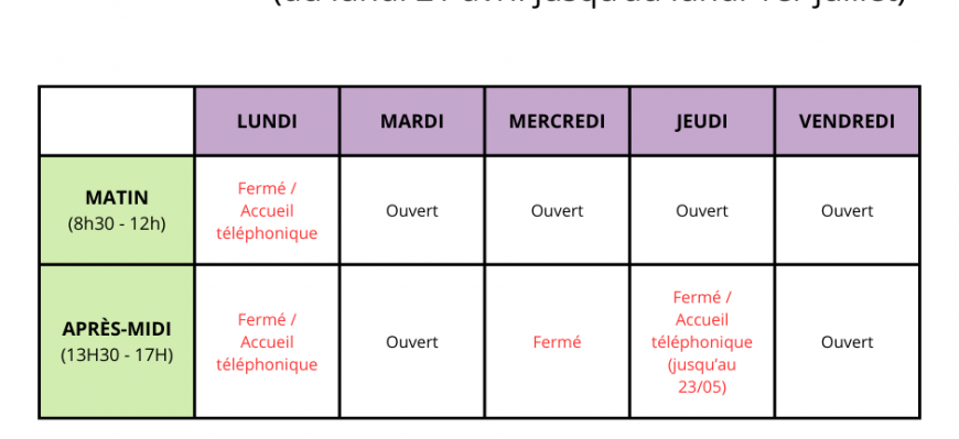 [ HORAIRES PROVISOIRES CCAS ]